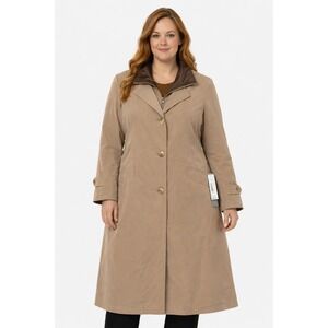 East 5th Trench Coat Womens XL Khaki Bronze Lined Full Length Button Front NWT